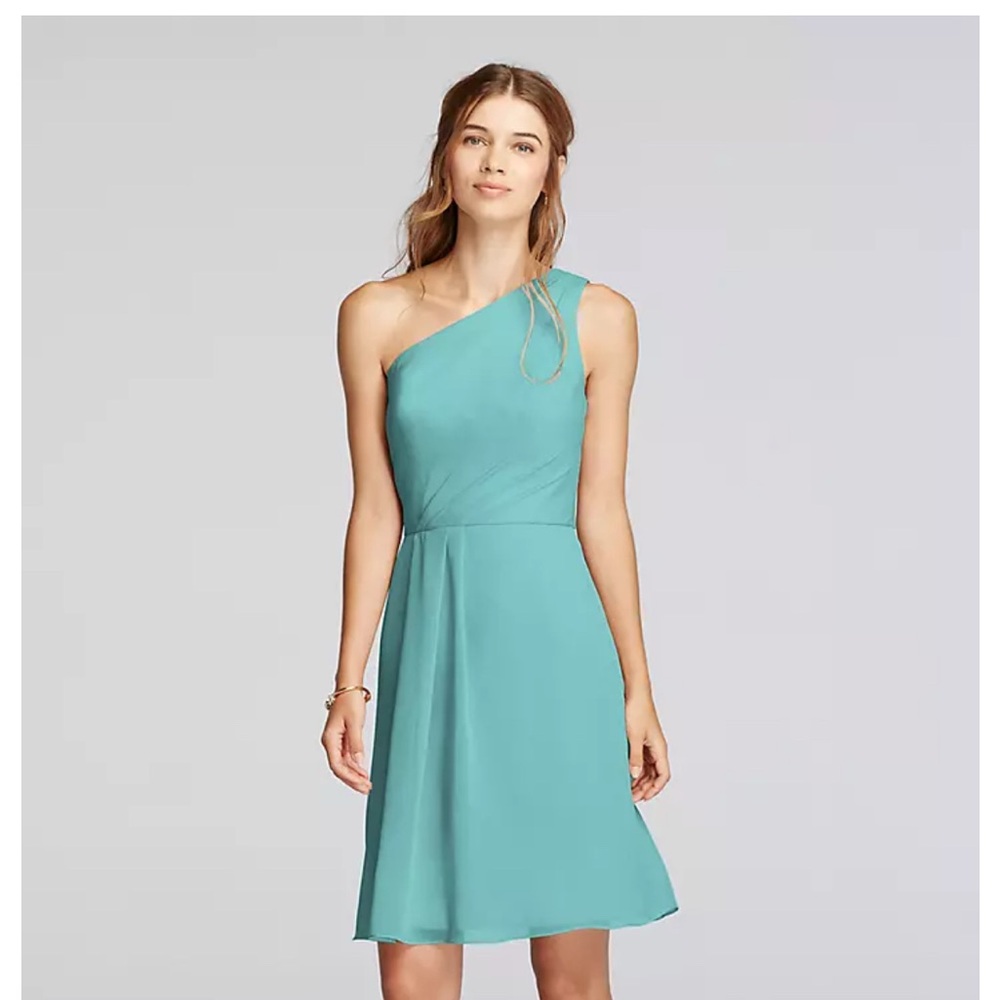 David’s Bridal - Elegant One-Shoulder Teal Dress
